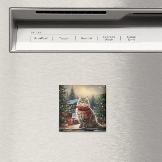 Siberische Kat in Sneeuw Kerstmis Magneet (Insitu (Vaatwasser))