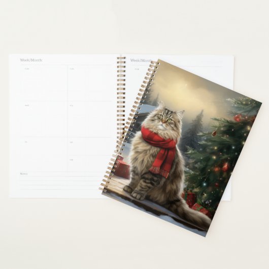 Siberische Kat in Sneeuw Kerstmis Planner (Display)