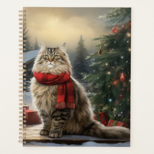 Siberische Kat in Sneeuw Kerstmis Planner (Voorkant)