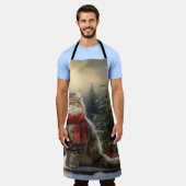 Siberische Kat in Sneeuw Kerstmis Schort (Gedragen)