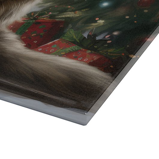 Siberische Kat in Sneeuw Kerstmis Snijplank (Hoek)