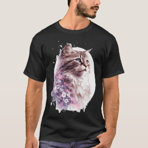 Siberische Kat Japanse Kersenbloesem Sakura T-shirt