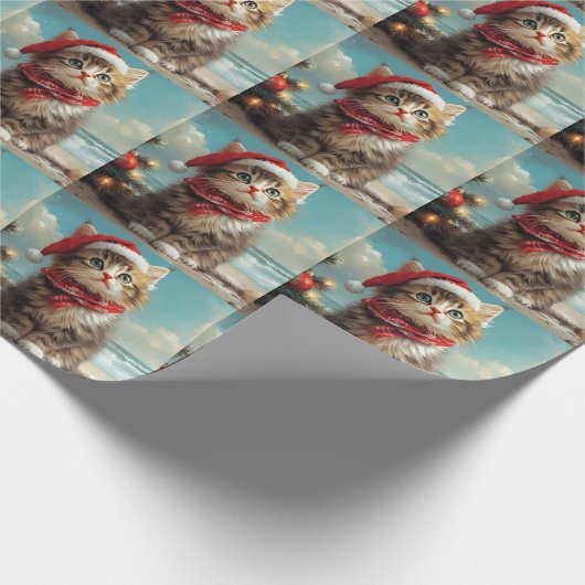 Siberische Kat Kerst Strand Cadeaupapier (Hoek)
