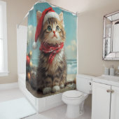 Siberische Kat Kerst  Strand Douchegordijn (In situ)