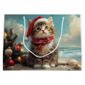 Siberische Kat Kerst  Strand Groot Cadeauzakje (Voorkant)