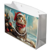 Siberische Kat Kerst  Strand Groot Cadeauzakje (Achterkant Gekanteld)