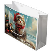 Siberische Kat Kerst  Strand Groot Cadeauzakje (Voorkant Gekanteld)