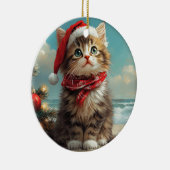 Siberische Kat Kerst  Strand Keramisch Ornament (Rechts)