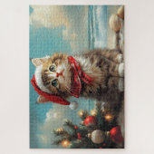 Siberische Kat Kerst  Strand Legpuzzel (Verticaal)