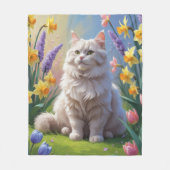 Siberische kat lente bloemen schilderen fleece deken (Voorkant)