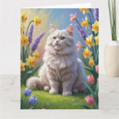 Siberische Kat Lentebloemen Schilderij Kaart (Voorkant)