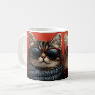 Siberische kat met hartrozen Valentijnsdag Koffiemok