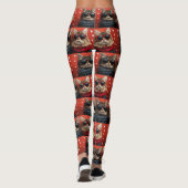 Siberische kat met hartrozen Valentijnsdag Leggings (Achterkant)
