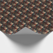 Siberische kat met kerstcadeaus open haard cadeaupapier (Hoek)