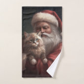 Siberische Kat Met Sinterklaas Feestelijke Kerstmi Bad Handdoek (Handdoek)