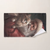 Siberische Kat Met Sinterklaas Feestelijke Kerstmi Bad Handdoek (Handdoek)