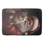 Siberische Kat Met Sinterklaas Feestelijke Kerstmi Badmat (Voorkant)