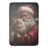 Siberische Kat Met Sinterklaas Feestelijke Kerstmi Badmat (Voorkant Verticaal)