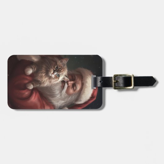 Siberische Kat Met Sinterklaas Feestelijke Kerstmi Bagagelabel (Voorkant horizontaal)