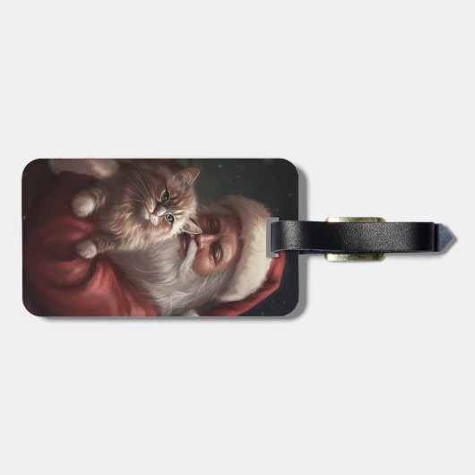 Siberische Kat Met Sinterklaas Feestelijke Kerstmi Bagagelabel (Achterkant horizontaal)