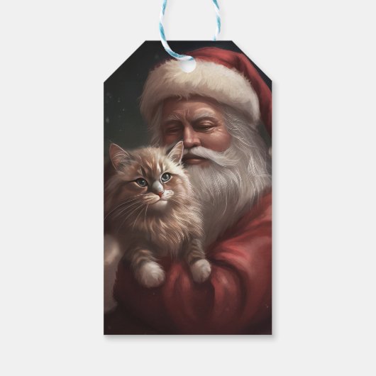 Siberische Kat Met Sinterklaas Feestelijke Kerstmi Cadeaulabel (Achterkant)