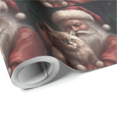 Siberische Kat Met Sinterklaas Feestelijke Kerstmi Cadeaupapier (Rol Hoek)