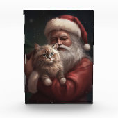 Siberische Kat Met Sinterklaas Feestelijke Kerstmi Fotoblokken (Voorkant)