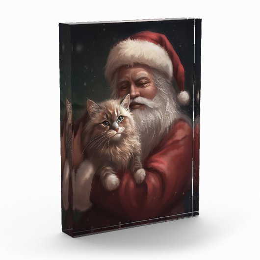 Siberische Kat Met Sinterklaas Feestelijke Kerstmi Fotoblokken (Links)