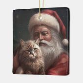 Siberische Kat Met Sinterklaas Feestelijke Kerstmi Keramisch Ornament (Links)