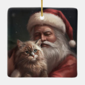 Siberische Kat Met Sinterklaas Feestelijke Kerstmi Keramisch Ornament (Achterkant)