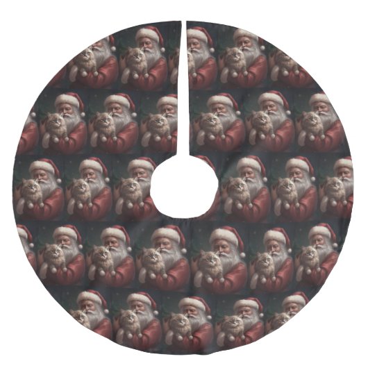 Siberische Kat Met Sinterklaas Feestelijke Kerstmi Kerstboom Rok (Voorkant)