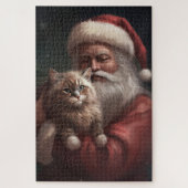 Siberische Kat Met Sinterklaas Feestelijke Kerstmi Legpuzzel (Verticaal)