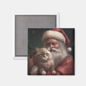 Siberische Kat Met Sinterklaas Feestelijke Kerstmi Magneet (Voorkant / Achterkant)
