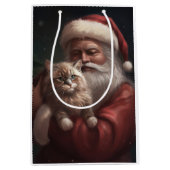 Siberische Kat Met Sinterklaas Feestelijke Kerstmi Medium Cadeauzakje (Voorkant)