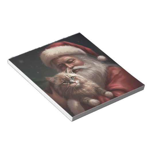 Siberische Kat Met Sinterklaas Feestelijke Kerstmi Notitieblok (Schuin)