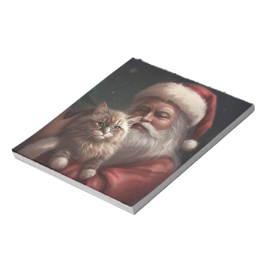 Siberische Kat Met Sinterklaas Feestelijke Kerstmi Notitieblok (Linkerzijde)