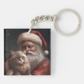 Siberische Kat Met Sinterklaas Feestelijke Kerstmi Sleutelhanger (Achterkant)