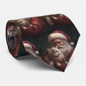 Siberische Kat Met Sinterklaas Feestelijke Kerstmi Stropdas (Opgerold)