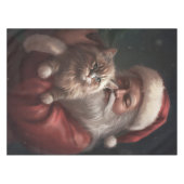 Siberische Kat Met Sinterklaas Feestelijke Kerstmi Tafelkleed (Voorkant (Horizontaal))