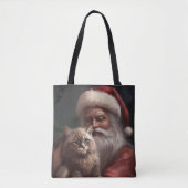 Siberische Kat Met Sinterklaas Feestelijke Kerstmi Tote Bag (Voorkant)