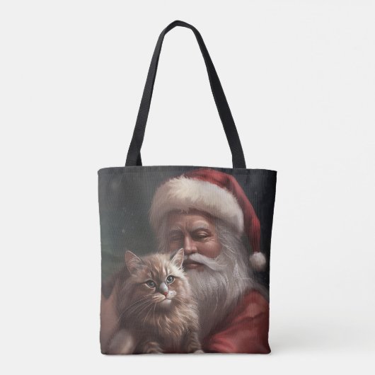 Siberische Kat Met Sinterklaas Feestelijke Kerstmi Tote Bag (Achterkant)