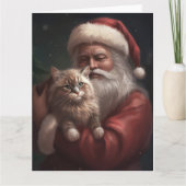 Siberische kat met Sinterklaas Festieve Kerstmis Kaart (Voorkant)