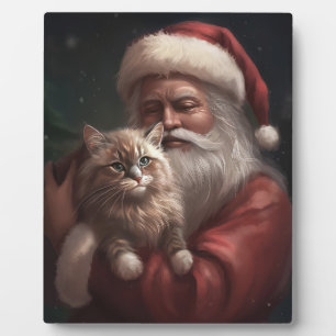 Siberische kat met Sinterklaas Festive Kerst  Fotoplaat
