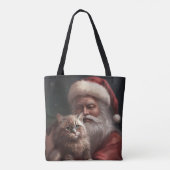 Siberische kat met Sinterklaas Festive Kerstmis  Tote Bag (Achterkant)