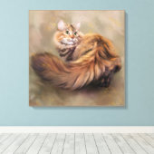 Siberische kat portret kunst tekening olie canvas afdruk (Insitu (Houten vloer))