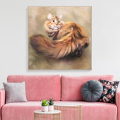 Siberische kat portret kunst tekening olie canvas afdruk (Insitu (Woonkamer))
