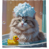 Siberische kat slordig slaperig Schattige grappig Douchegordijn (Voorkant)