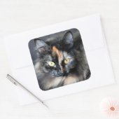 Siberische kat vierkante sticker (Envelop)
