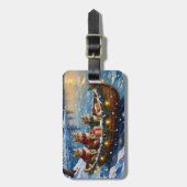 Siberische Katten Kerst Boot Vakantie Bagagelabel (Voorkant verticaal)