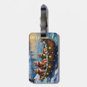 Siberische Katten Kerst Boot Vakantie Bagagelabel (Achterkant verticaal)